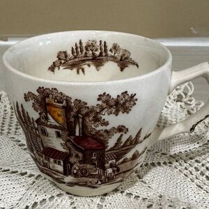 Vintage Transferware Cups Johnson Bros Brown Old Mill 13 in total Sold as a lot